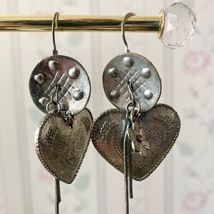 Silver tone Heart earrings